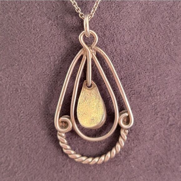 Vintage Sterling Southwestern Blue Turquoise Pendant Necklace - Picture 6 of 7
